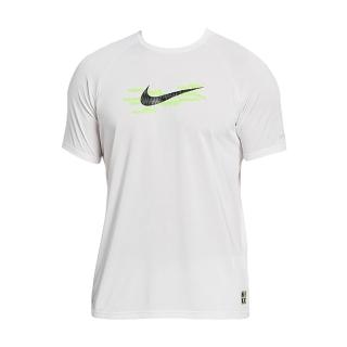 【NIKE 耐吉】成人男性短袖防曬衣 ELECTRIC SWOOSH NESSC671-100白(時尚 DRI-FIT 吸濕 排汗 速乾 抗UV)