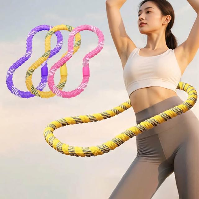LeSpin 第三代靜音針織軟式呼拉圈 全包舒適不夾肉 居家有氧瘦腰運動 收腹不傷腰 摺疊彈簧健身環
