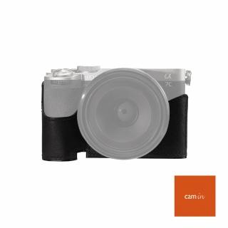 【CAM-IN】真皮相機半截皮套 有手柄款 SONY A7C2用 黑色 LCP-003201(公司貨)