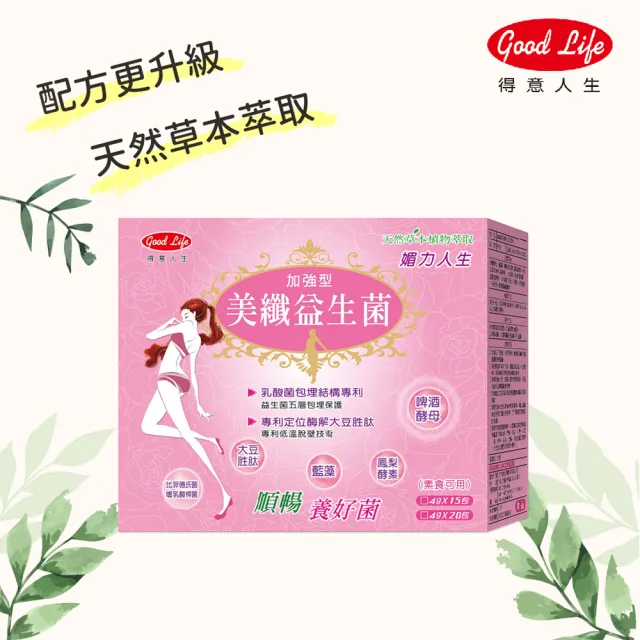 【得意人生】草本美纖益生菌_專利加強型 二盒組(共40包 啤酒酵母 鳳梨酵素 木瓜酵素 益生菌)