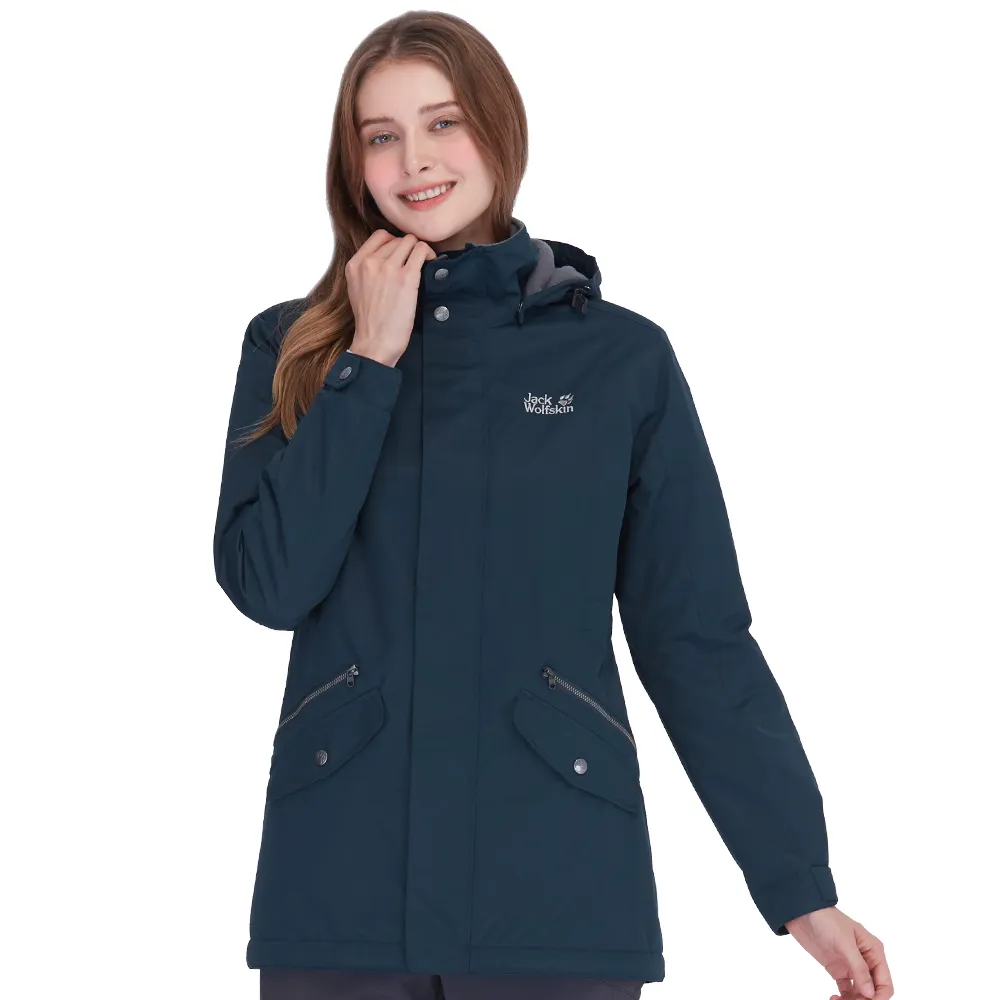 【Jack wolfskin 飛狼】女 經典款 防風防潑水保暖外套 內刷毛衝鋒衣(深藍)