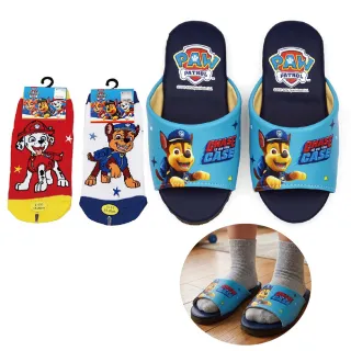 【童鞋城堡】中童 室內拖鞋+襪子2雙 汪汪隊立大功(AW1100-藍)