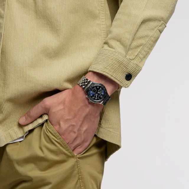【SWATCH】BOXENGASSE 金屬運動手錶/男錶/女錶/瑞士製造 YVS423GC(43mm)