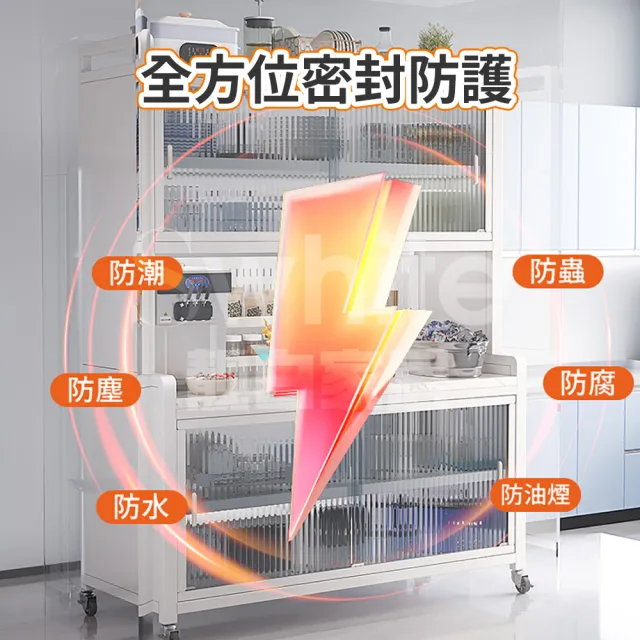 【靚白家居】岩板台面六層電器櫃 80公分 推拉門(餐櫃 餐廚櫃 電器櫃 置物架 廚房電器架 中島)