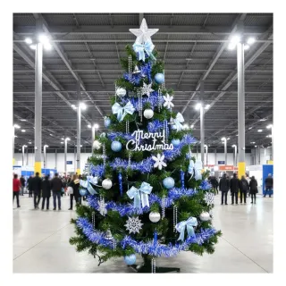 【摩達客】台灣製15尺/15呎 450cm 豪華版裝飾綠聖誕樹(含藍銀色系配件組/不含燈/本島免運費)