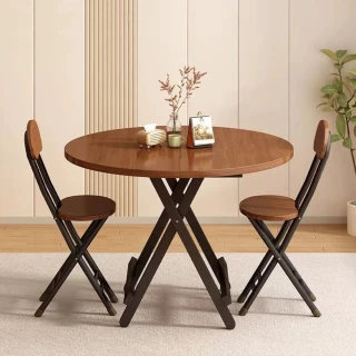 【木洸】便攜式折疊圓桌 簡易吃飯桌-60*60cm(擺攤桌 圓形餐桌)