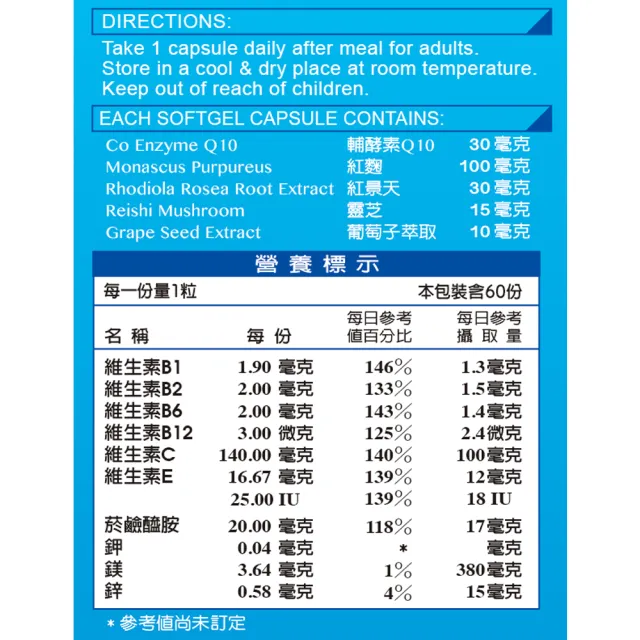 【得意人生】Q10高含量30mg複方膠囊 4入組(共240粒 沈永慶藥師推薦 q10 紅麴 紅景天)