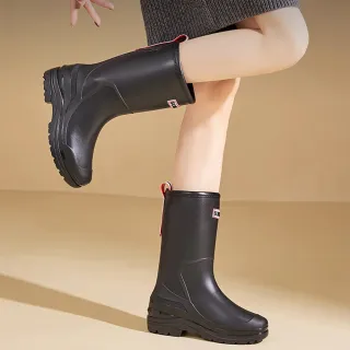 【Alberta】跟高3 筒圍38 筒高28cm 雨靴 雨鞋 短靴 短筒 防水厚底中筒靴