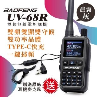 【寶峰】超迷你雙頻對講機5W送原廠耳機(UV-68R晨霧灰)