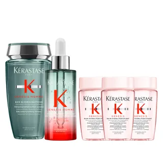 【KERASTASE 巴黎卡詩】濃密芯生調理組(男性/養髮/濃密/控油/蓬/洗髮精/頭皮精華)