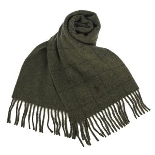 【RALPH LAUREN】POLO經典刺繡小馬格紋羊毛混紡流蘇圍巾(墨綠色)