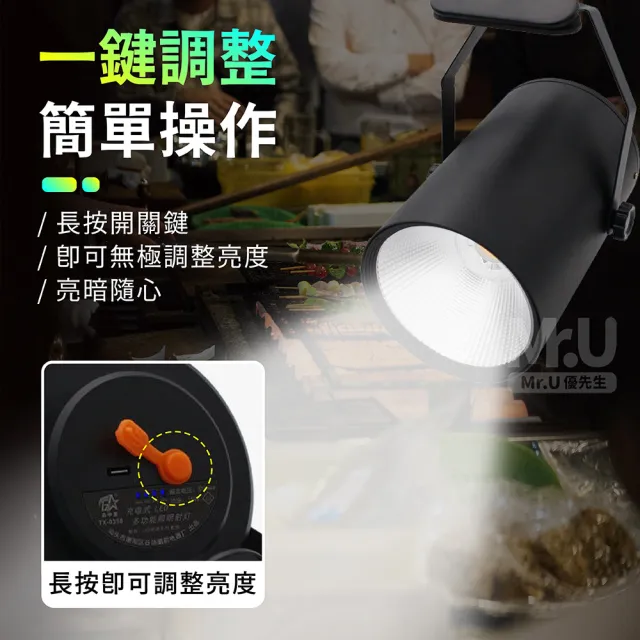 【Mr.U 優先生】充電式夾子射燈 擺攤夾燈(展示燈 夜市夾燈 照明燈 閱讀燈 可夾式 檯燈 夜燈 露營燈)