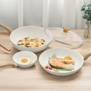 【KINYO】頂級鑽石不沾輕量鑄造IH三鍋組(30炒+30平+30蓋+16煎/不挑爐具)