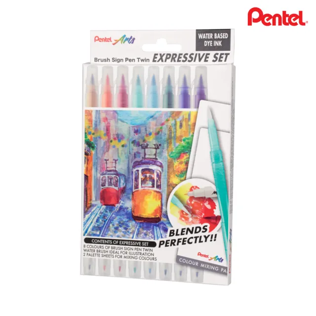 【Pentel 飛龍】雙頭柔繪筆8色組