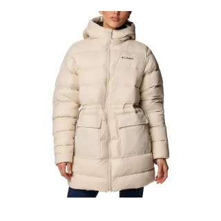 【Columbia 哥倫比亞】女款-保暖防潑羽絨長版外套-Harmony Falls™-淺卡其(UWR54790HI/JF)