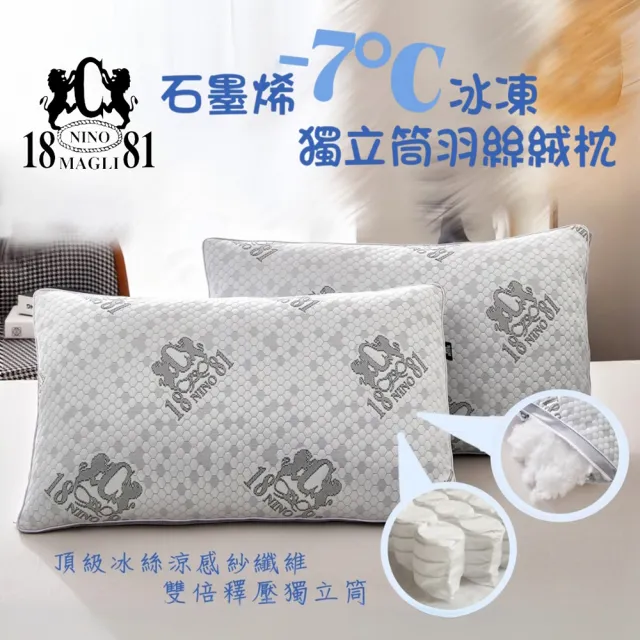 捷泰家居】NINO 1881 石墨烯-7℃冰凍獨立筒羽絲絨枕(涼感紗面料不悶熱體