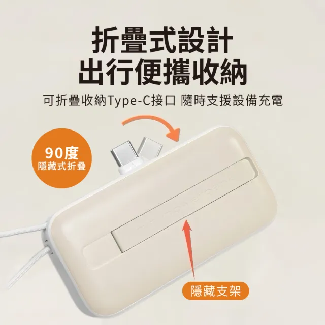 3N1-5K 4合1迷你行動電源 5000mAh(Type-C Lightning 20W快充 自帶線)