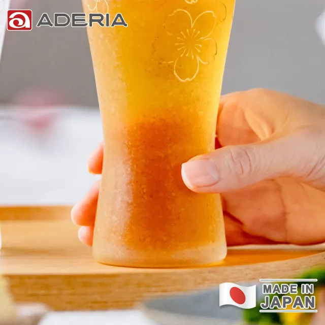 【ADERIA】日本製 金彩櫻花啤酒杯對杯組(310ml)