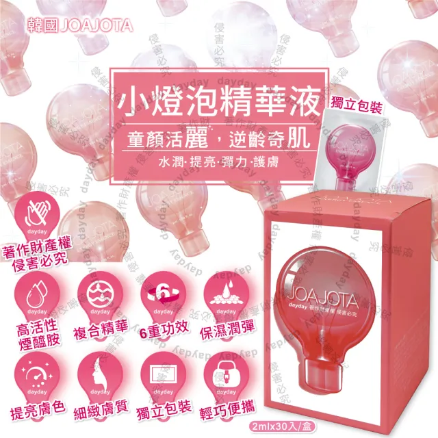 【JOAJOTA】小燈泡童顏彈潤提亮護膚保養美容精華液2mlx30入/粉紅盒(臉部頸部肌膚修護安瓶)