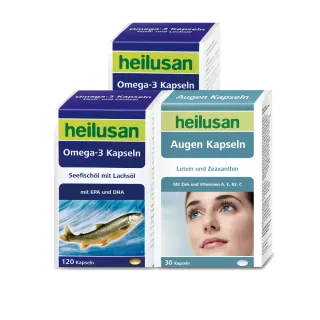 【Heilusan 好立善】即期盒損福利品 效期2026/01/31-深海鮭魚油2入組+EUREYE葉黃素30粒複方軟膠囊1入組