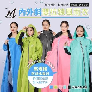 【鈦鴻牌】內外斜雙拉鍊風雨衣(免扣釦子 快速穿脫)