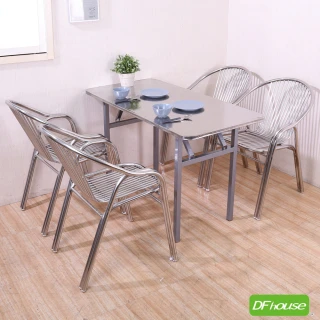 【DFhouse】伯格-不鏽鋼折合長方桌組(1桌4椅)