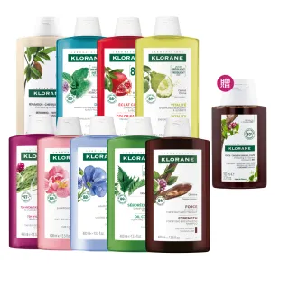 【KLORANE 蔻蘿蘭官方直營】任選3入植萃洗髮精400ml(養髮/控油/護色/修護/澎鬆/涼感/舒敏/淨透/保濕)