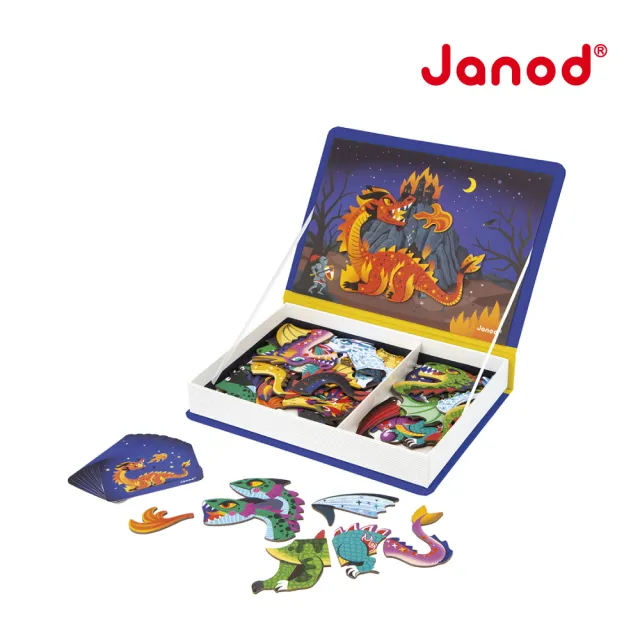【Janod】磁鐵遊戲書-噴火龍(磁鐵書 遊戲書)