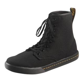 【Dr.Martens】馬汀 SHERIDAN 8孔綁帶帆布鞋 黑 高幫馬汀滑板運動鞋 短筒休閒板鞋 女 26208001