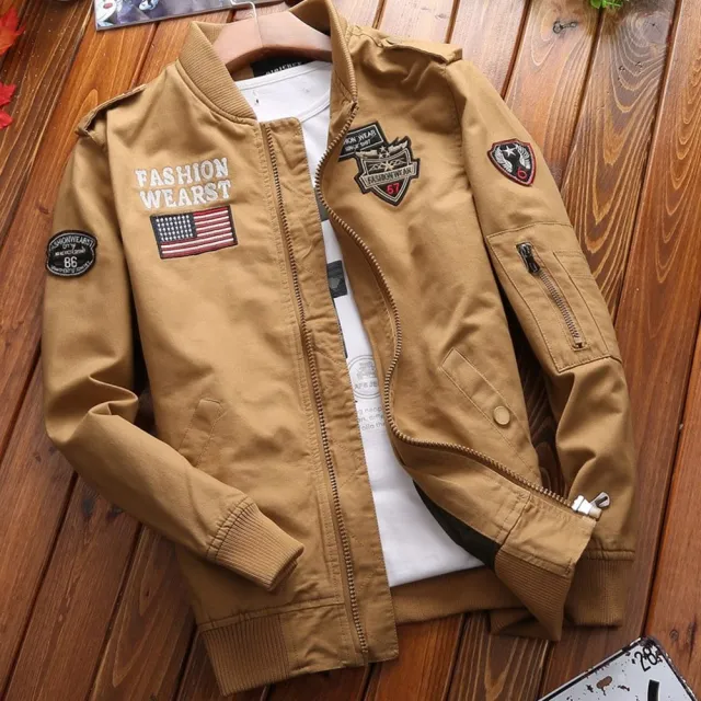 【巴黎精品】極速出貨 軍裝外套復古工裝古著立領夾克(春夏薄款棉質飛行服男外套3色a1fa37 2N)