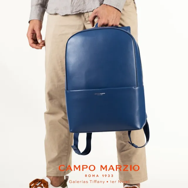 【CAMPO MARZIO】小牛皮13吋筆電後背包-藍色(筆電後背包 筆電包 雙肩包)