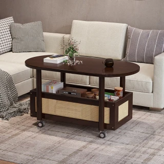 【Quality 聚家】可移動茶几 小戶型茶桌 沙發邊几 側邊櫃（60*40*48CM）(350度滑輪 寬大桌面 結實穩固)