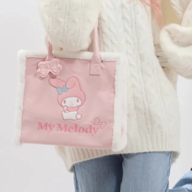 【SANRIO 三麗鷗】三麗鷗家族系列麂皮絨手提包 托特包(酷洛米/大耳狗/美樂蒂/凱蒂貓)