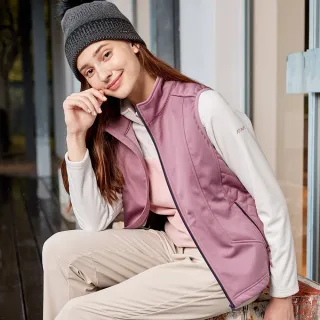 【ATUNAS 歐都納】女款SOFTSHELL防風保暖背心(A1VE2206W玫瑰紫/透氣/刷毛/抗潑)