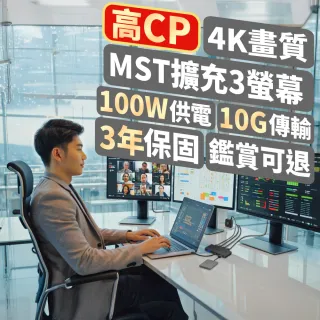 【PX 大通-】MST Type C hub集線器 Hub擴充 4K 100w瓦 三螢幕 3螢幕(CX5-10M3)