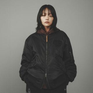 【Mark Gonzales】男女同款 刺繡愛心 MA-1 飛行員外套 - 黑色