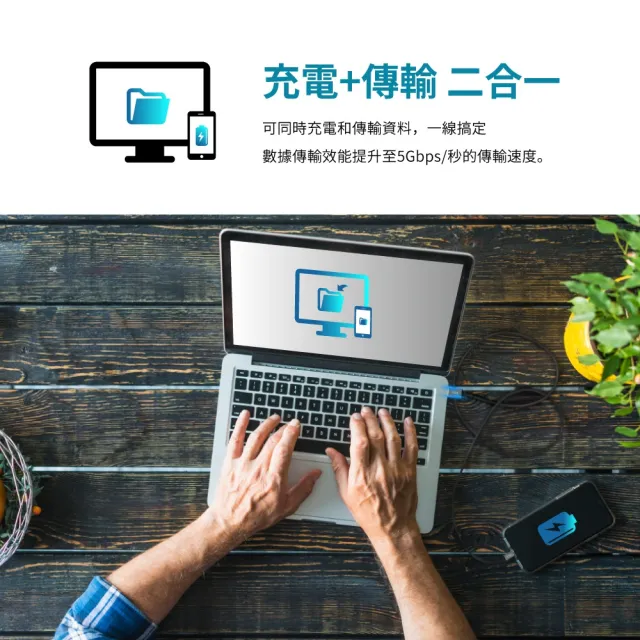 【PX 大通】-3年保固充電線type c快充線2米手機線Type C傳輸線USB 3.1 3.0 GEN1蘋果iphone三星(UAC3-2B 2W)