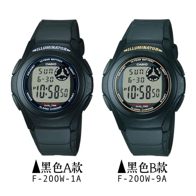 【CASIO 卡西歐】輕巧圓形電子錶(F-200W)