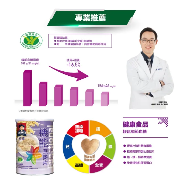 【桂格完膳】機能燕麥片700g×3罐
