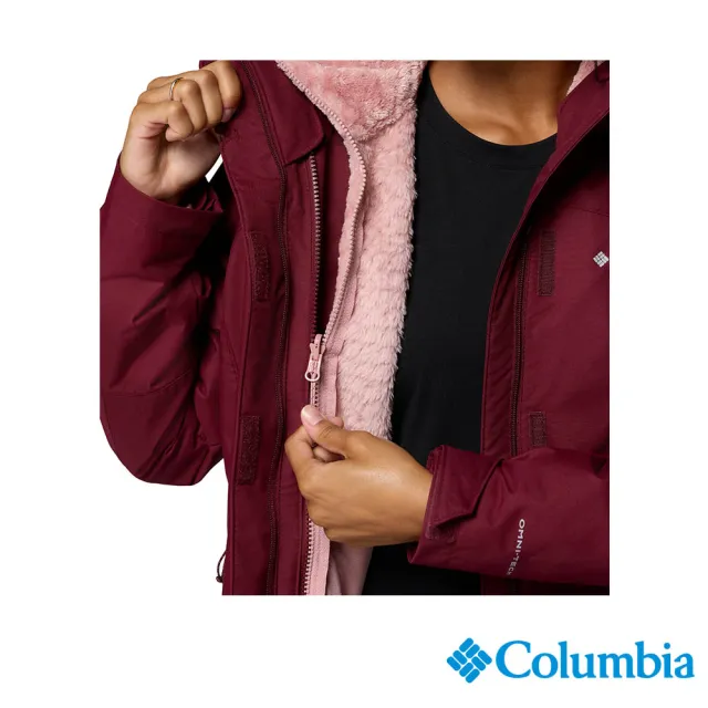 【Columbia 哥倫比亞】女款-OT防水保暖兩件式外套-Bugaboo™-酒紅色(UWR98430BD/JF)