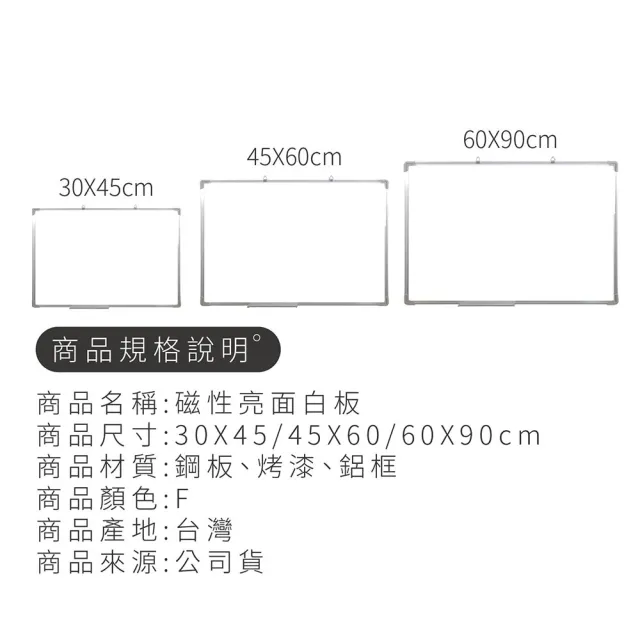 【Finger Pop 指選好物】雙面磁性白板- 60X90CM(白板 雙面磁性白板 大白板 台灣製白板)