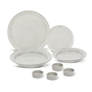 【法國Staub】松露白陶瓷餐盤8件組-湯盤24/22cm+平盤26/20+醬料碟4件(德國雙人牌集團官方直營)
