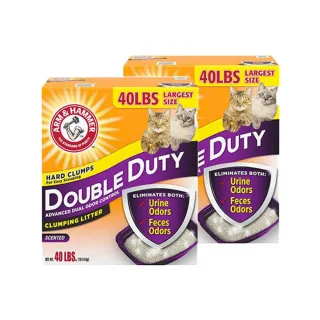 【ARM&HAMMER 鐵鎚】雙效加強除臭貓砂x2組(40LB/18.14kg)