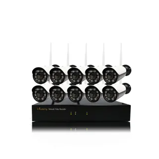 【I-Family】免配線/免設定1920P 16路式無線監視系統套裝一機十鏡頭(IF-805+IF-1001)