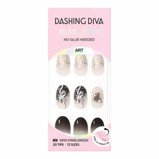 【DASHING DIVA】MAGICPRESS 薄型經典美甲片-霧灰墨跡(暈染 漸層 亮片)