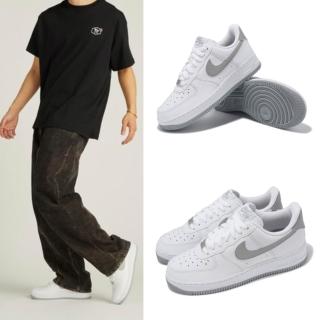 【NIKE 耐吉】休閒鞋 Air Force 1 07 男鞋 女鞋 白 灰 灰勾 百搭 小白鞋 AF1(FJ4146-100)