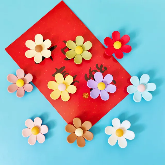【Paper Play】冰箱貼 冰箱磁鐵/繽紛6瓣小雛菊花朵造型磁鐵 冰箱磁鐵 3入套組(10色任選)