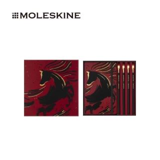 【MOLESKINE】X BLACKWING 馬年紀念限量禮盒裝- 筆記本及4支鉛筆(L號 橫線 硬皮 紅色)