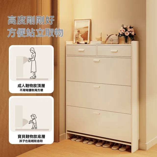 【HOME宜家】超薄鞋櫃 入門鞋櫃 門後鞋櫃 儲物鞋櫃 翻鬥鞋架50*17*115CM(收納櫃/關櫃/鞋櫃)