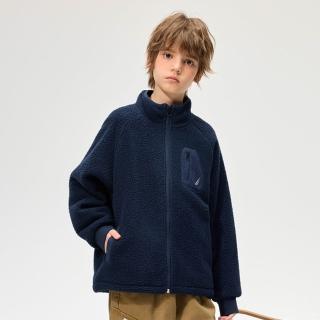 【NAUTICA KIDS】深藍搖粒絨保暖外套 6-18歲 O6232841(Nautica kids 保暖外套)
